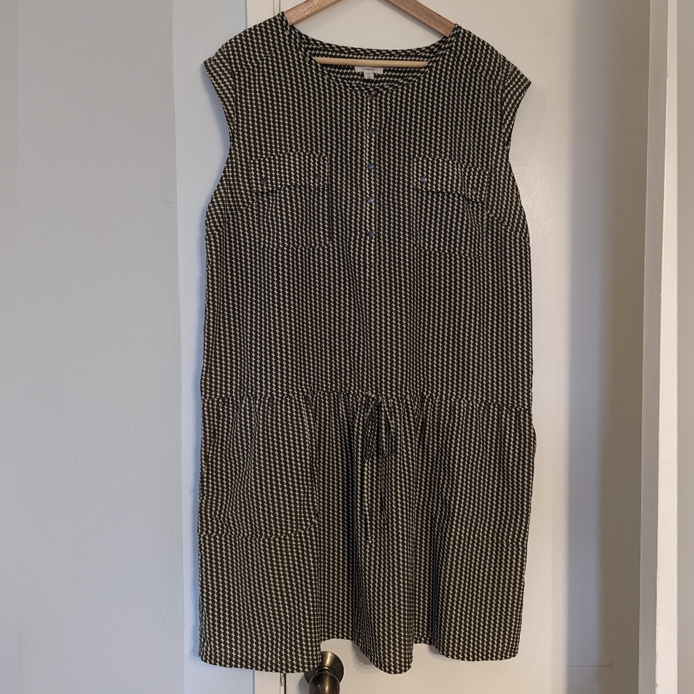 Caslon Green & Cream Geo Print Sleeveless Mini Dress Size XL